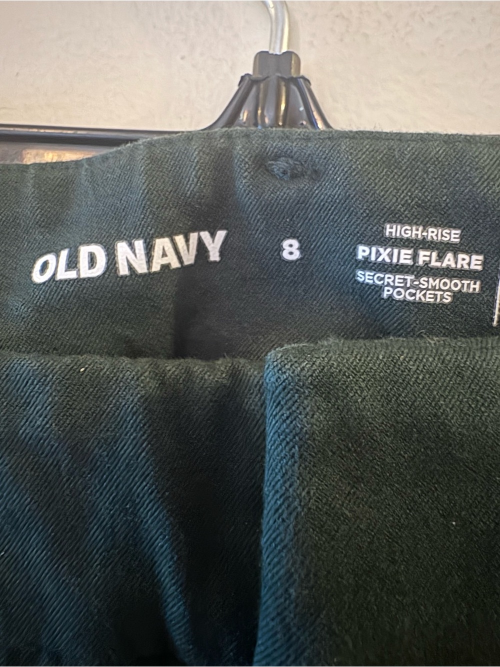 Old Navy Dark Green Pixie Flare Pants women’s Sz 8. - Picture 2 of 12
